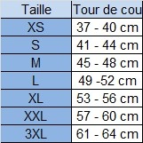 Guide des tailles harnais Manmat Long Distance